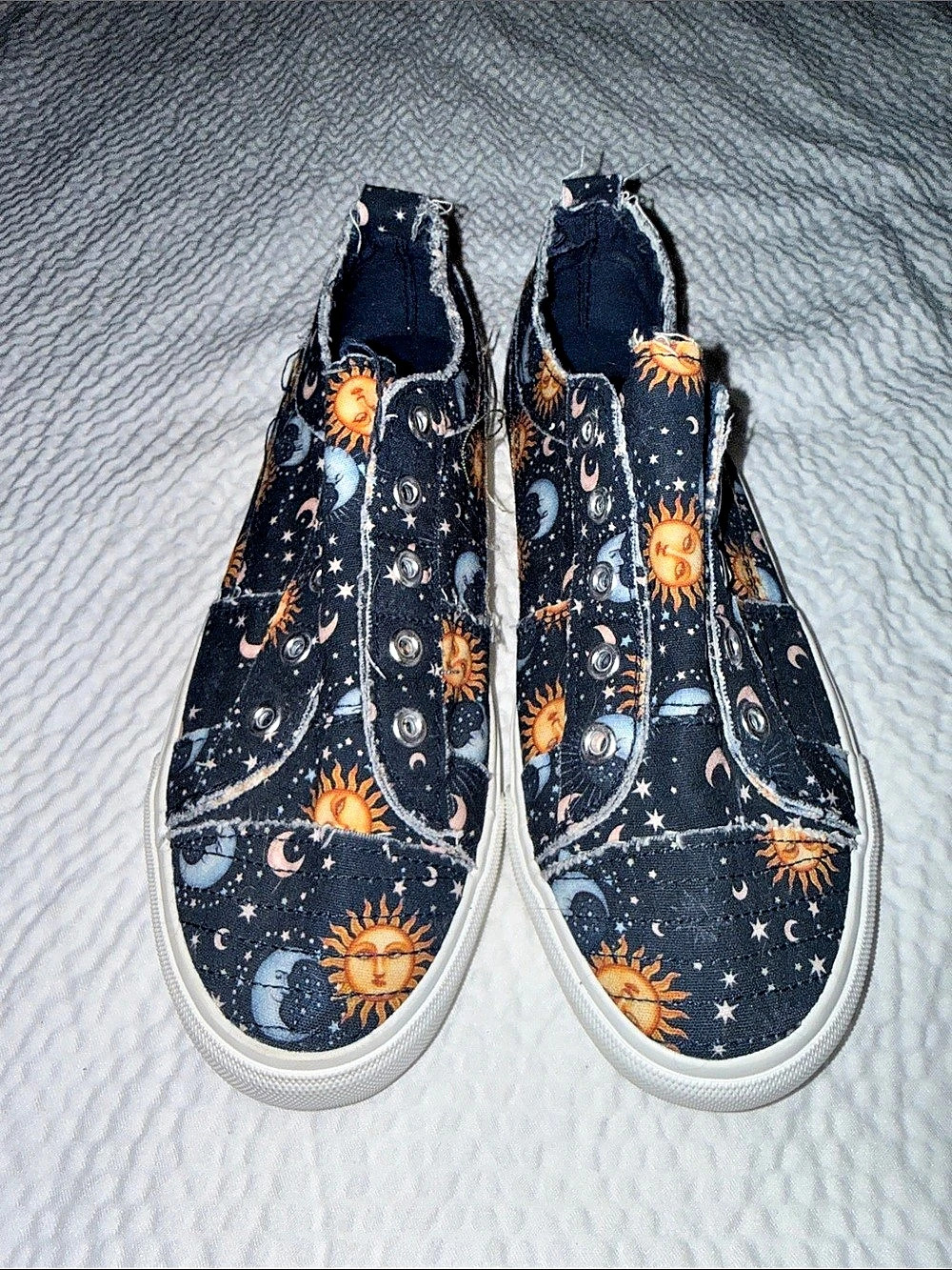 Corkys Printed Slip-On Sneakers in Blue & Orange
